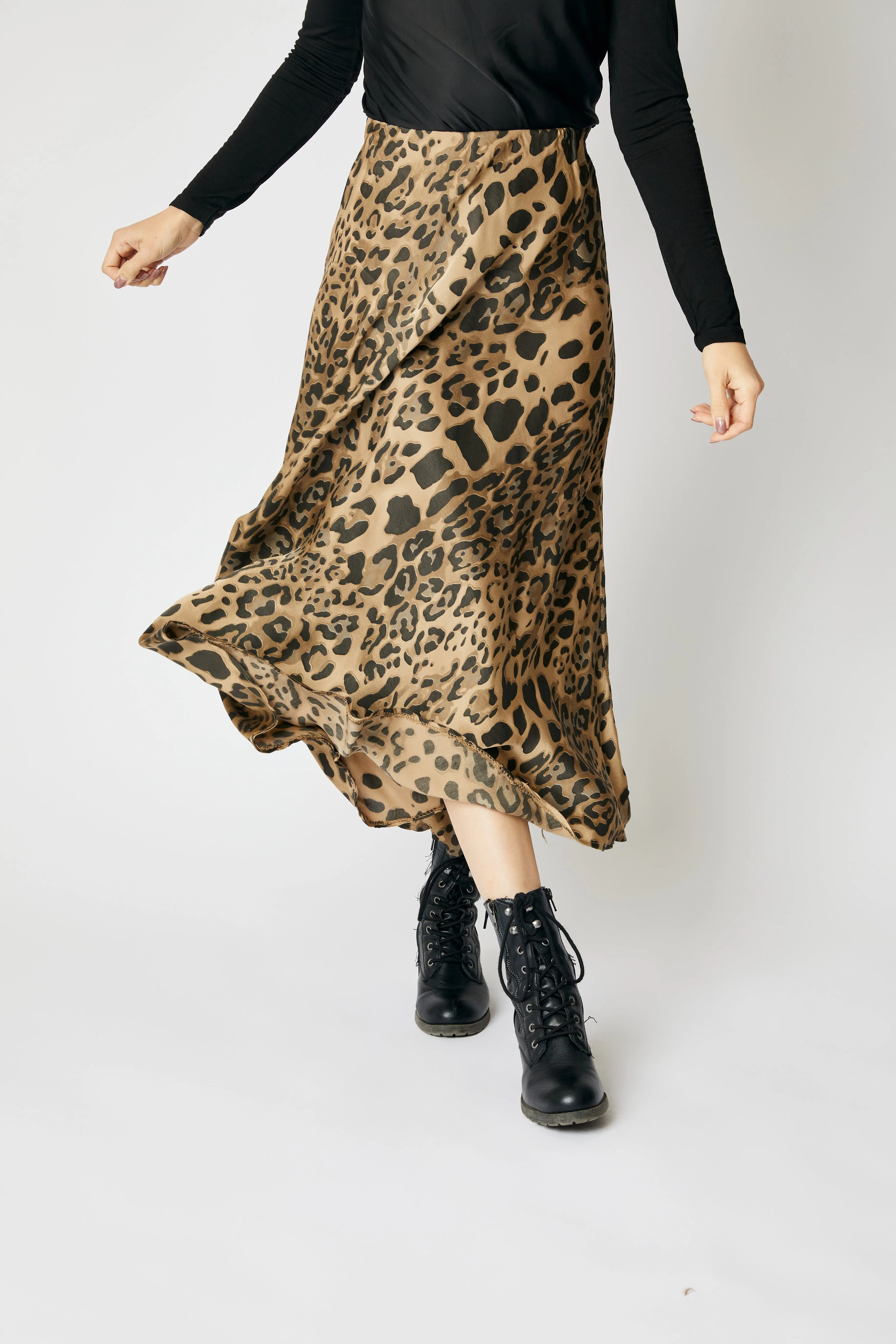 Bias Cut Leopard Skirt (5 Colors)