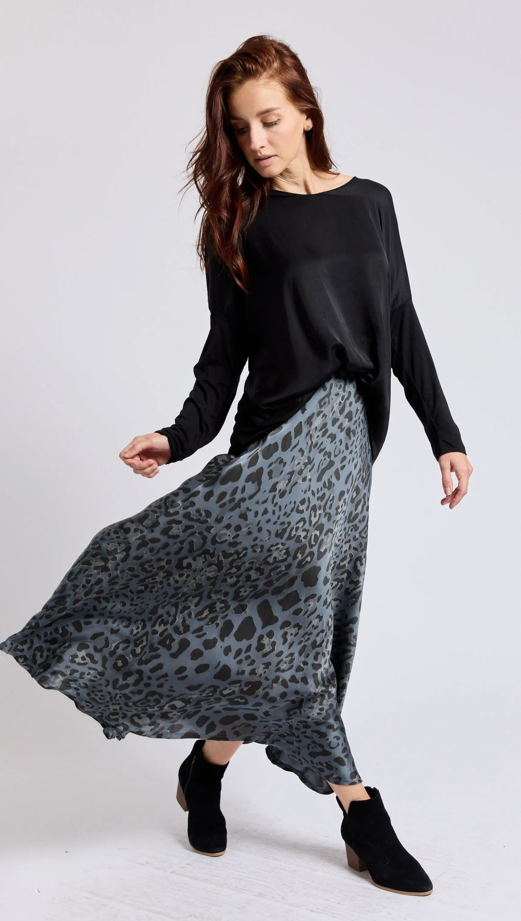 Bias Cut Leopard Skirt (5 Colors)