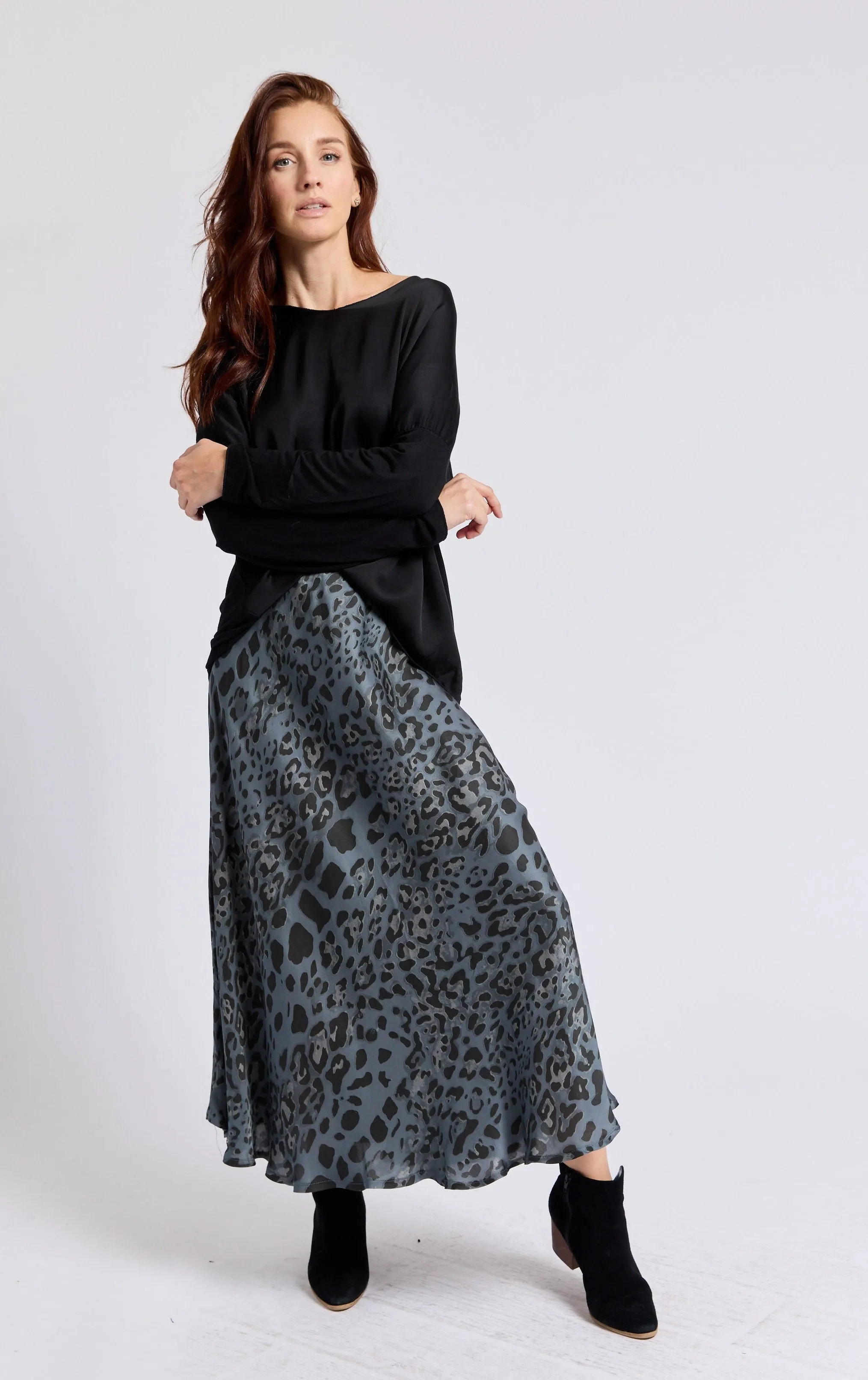 Bias Cut Leopard Skirt (5 Colors)
