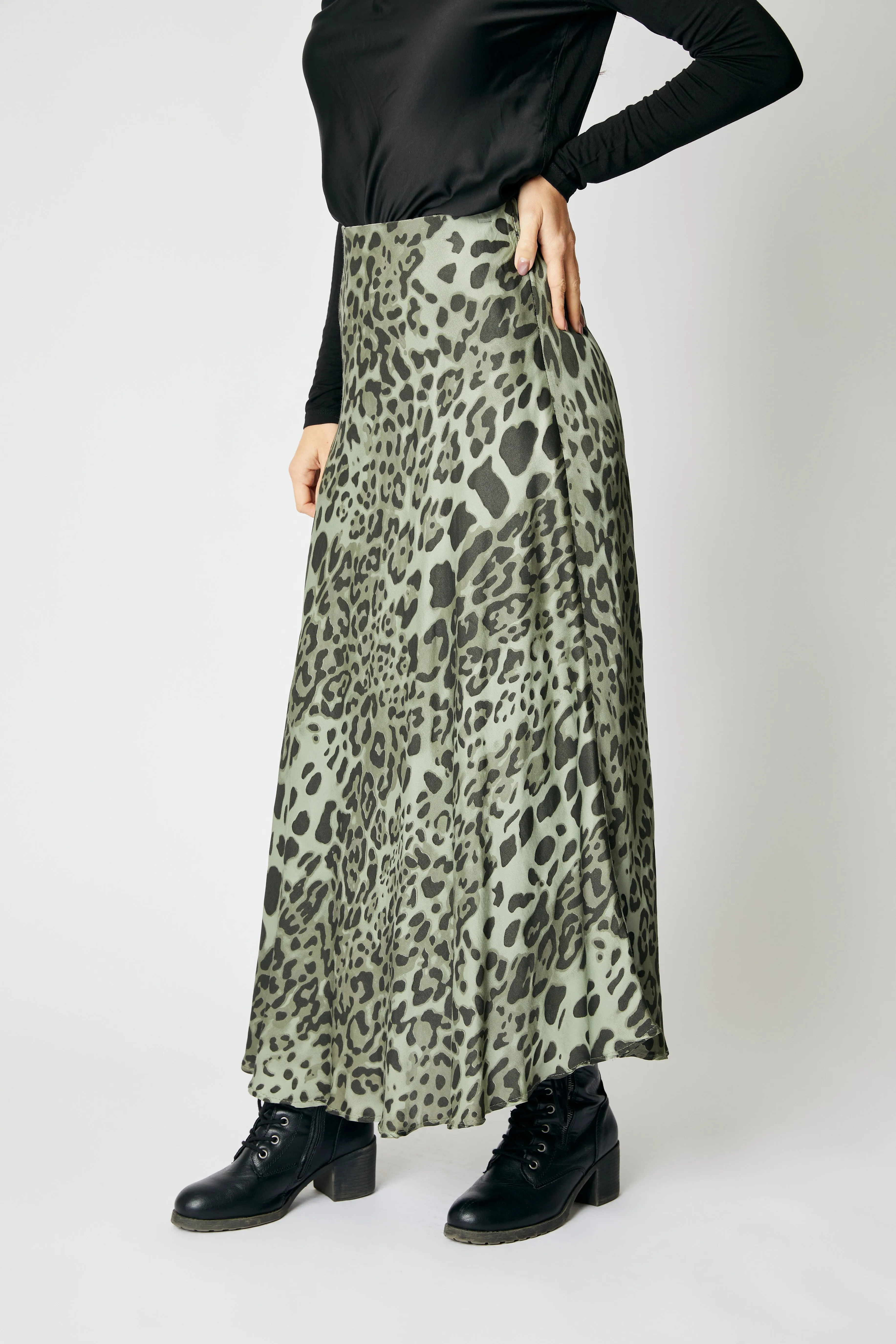 Bias Cut Leopard Skirt (5 Colors)