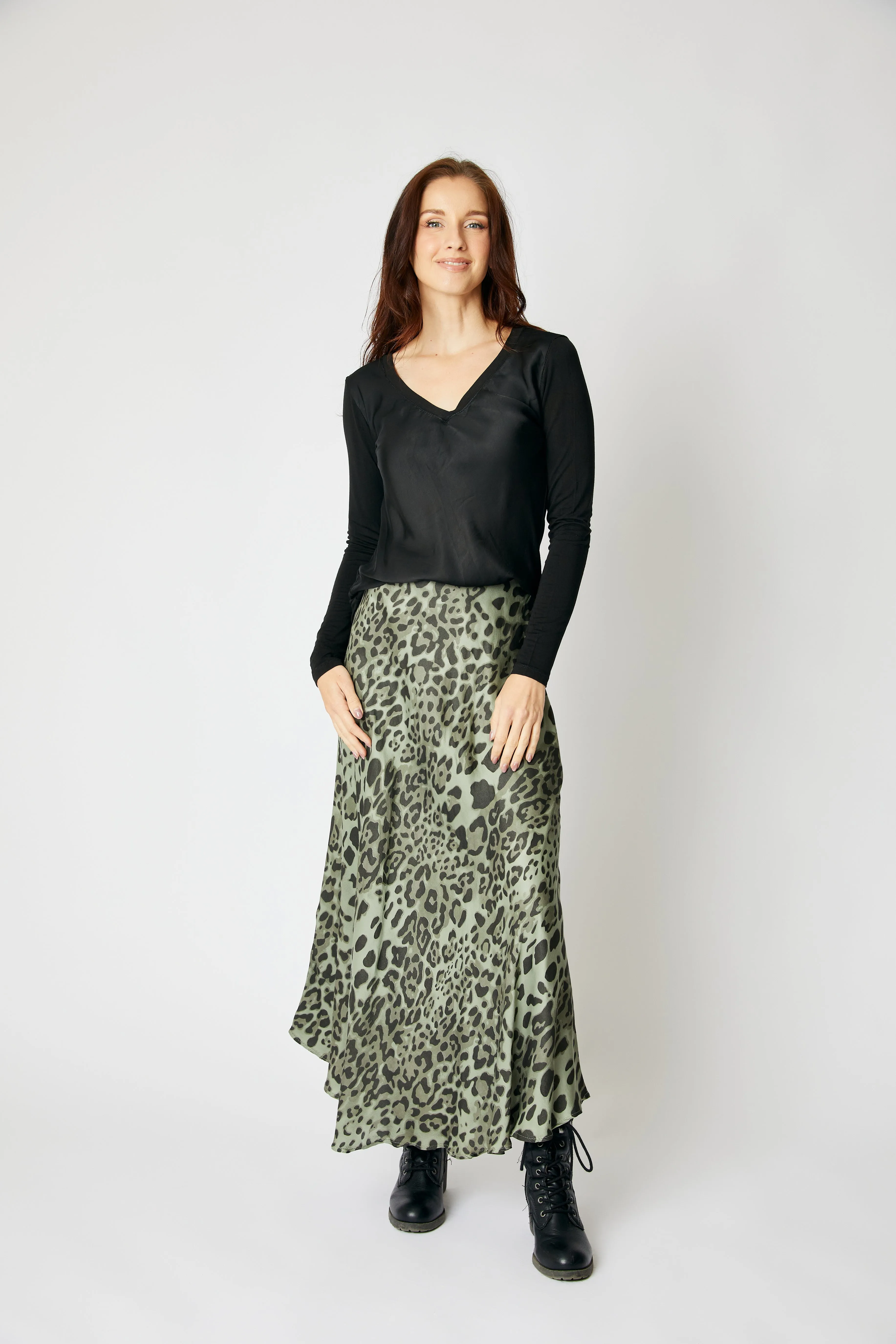 Bias Cut Leopard Skirt (5 Colors)