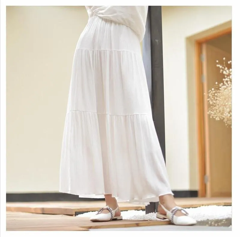Bohemian Long Skirt in White
