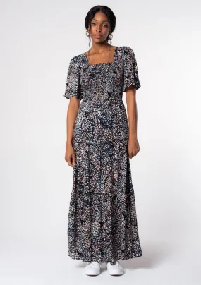 Boho Spring Printed Smocked Maxi Dress