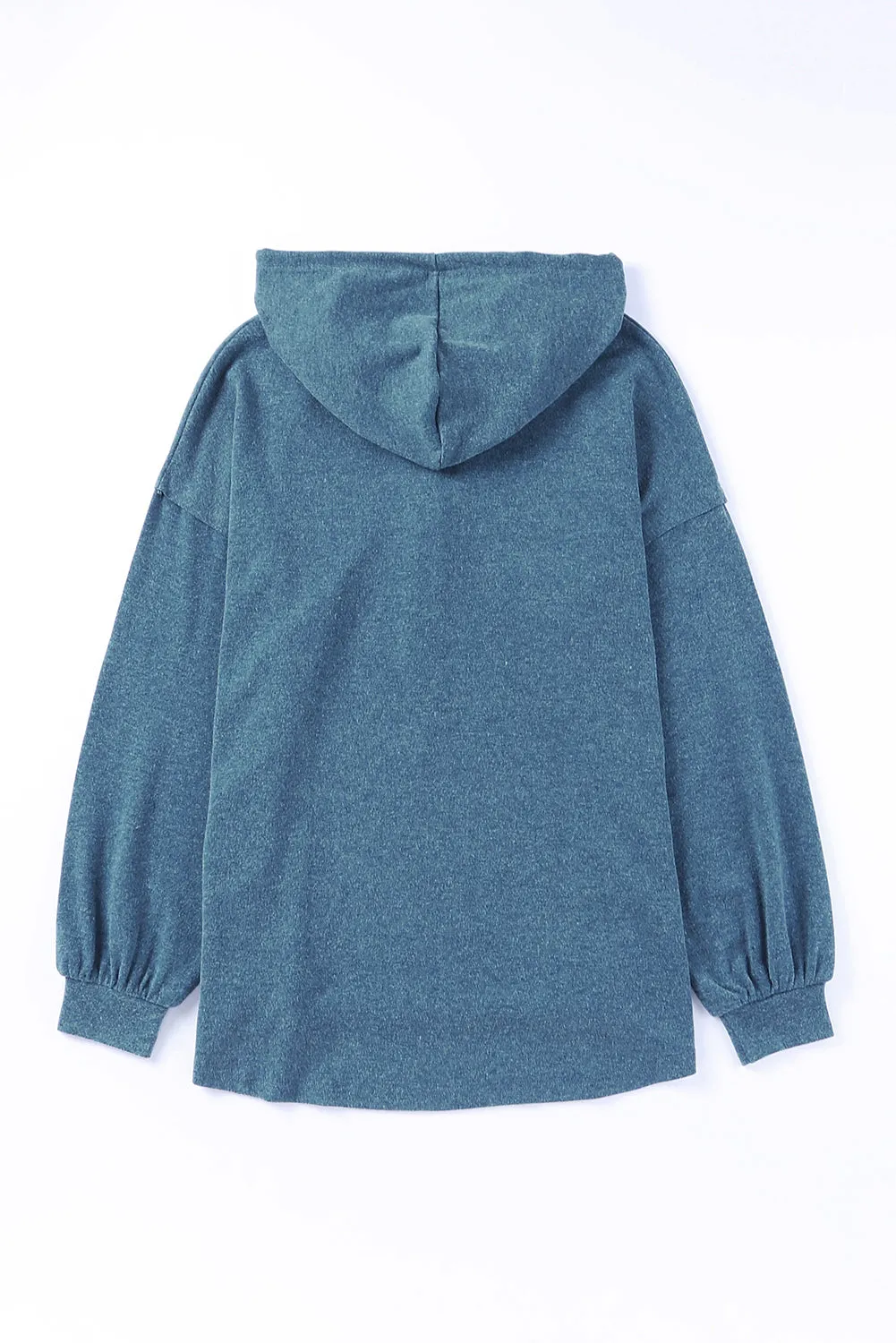 Buttoned High And Low Hem Hoodie