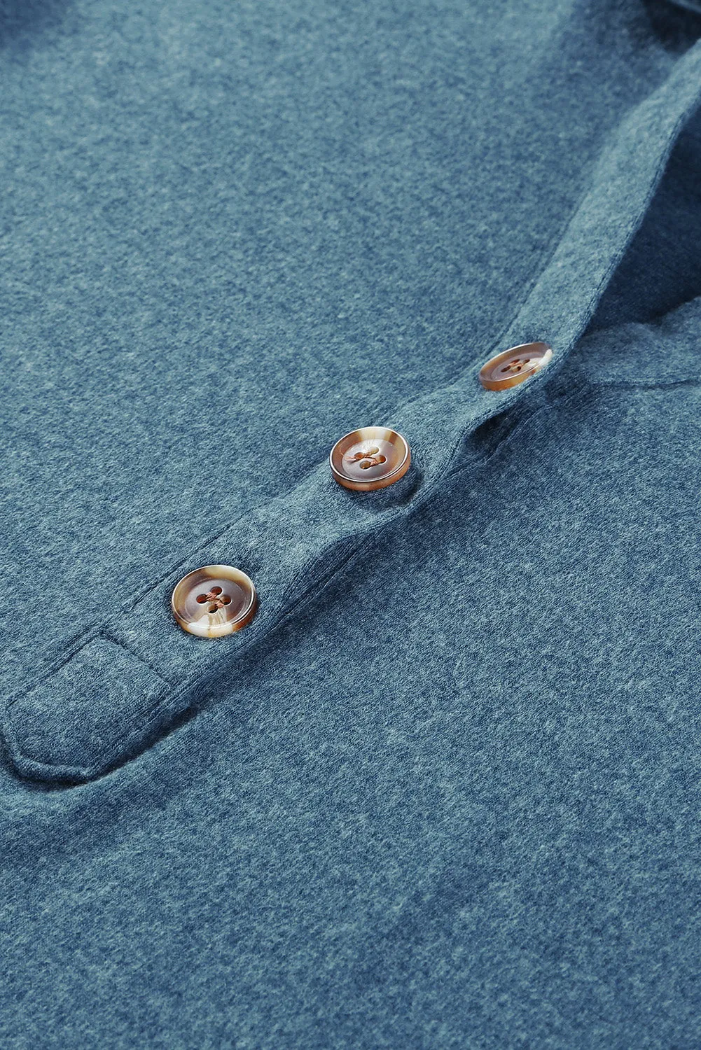 Buttoned High And Low Hem Hoodie