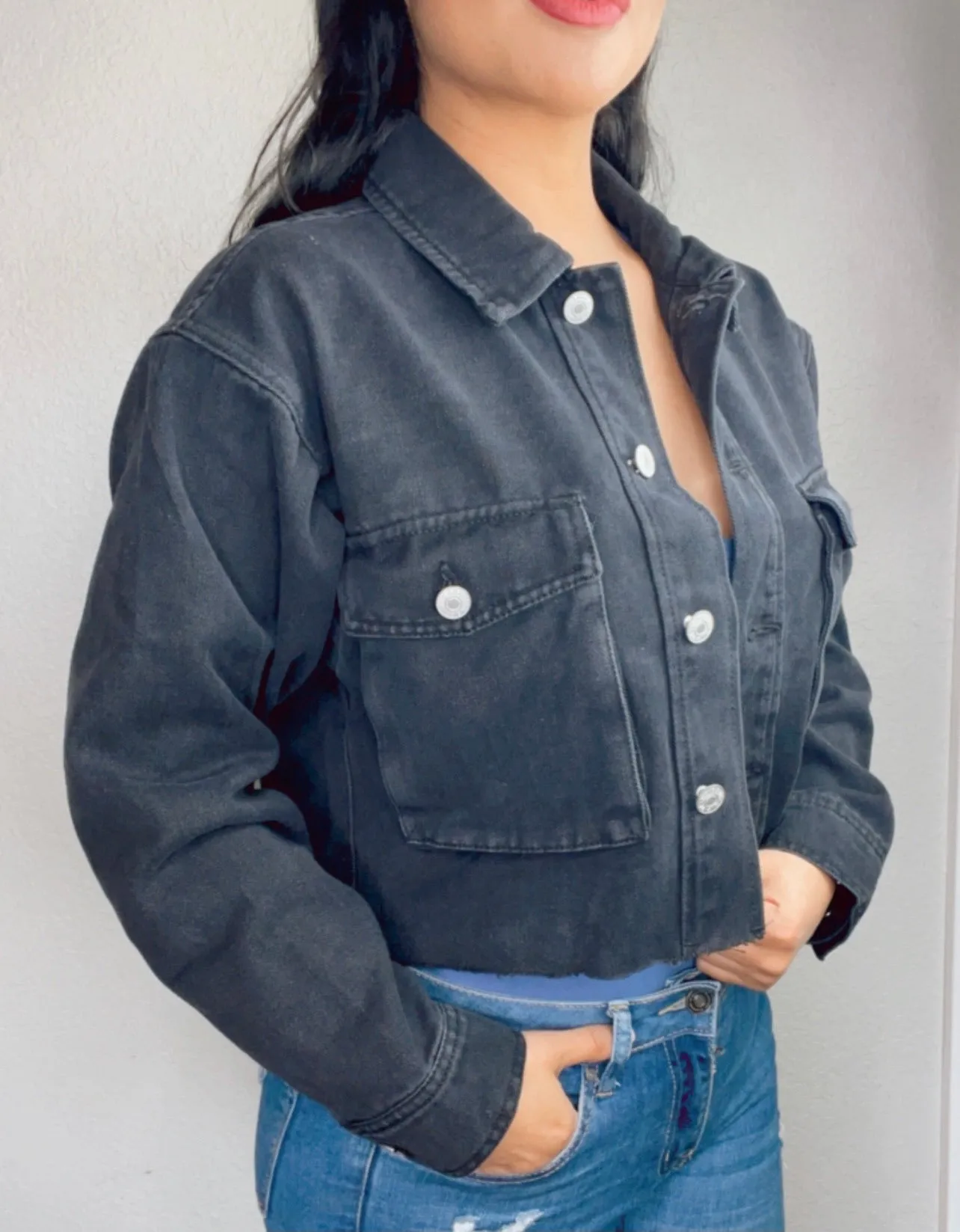 Cali Girl Denim Jean Jacket (charcoal)