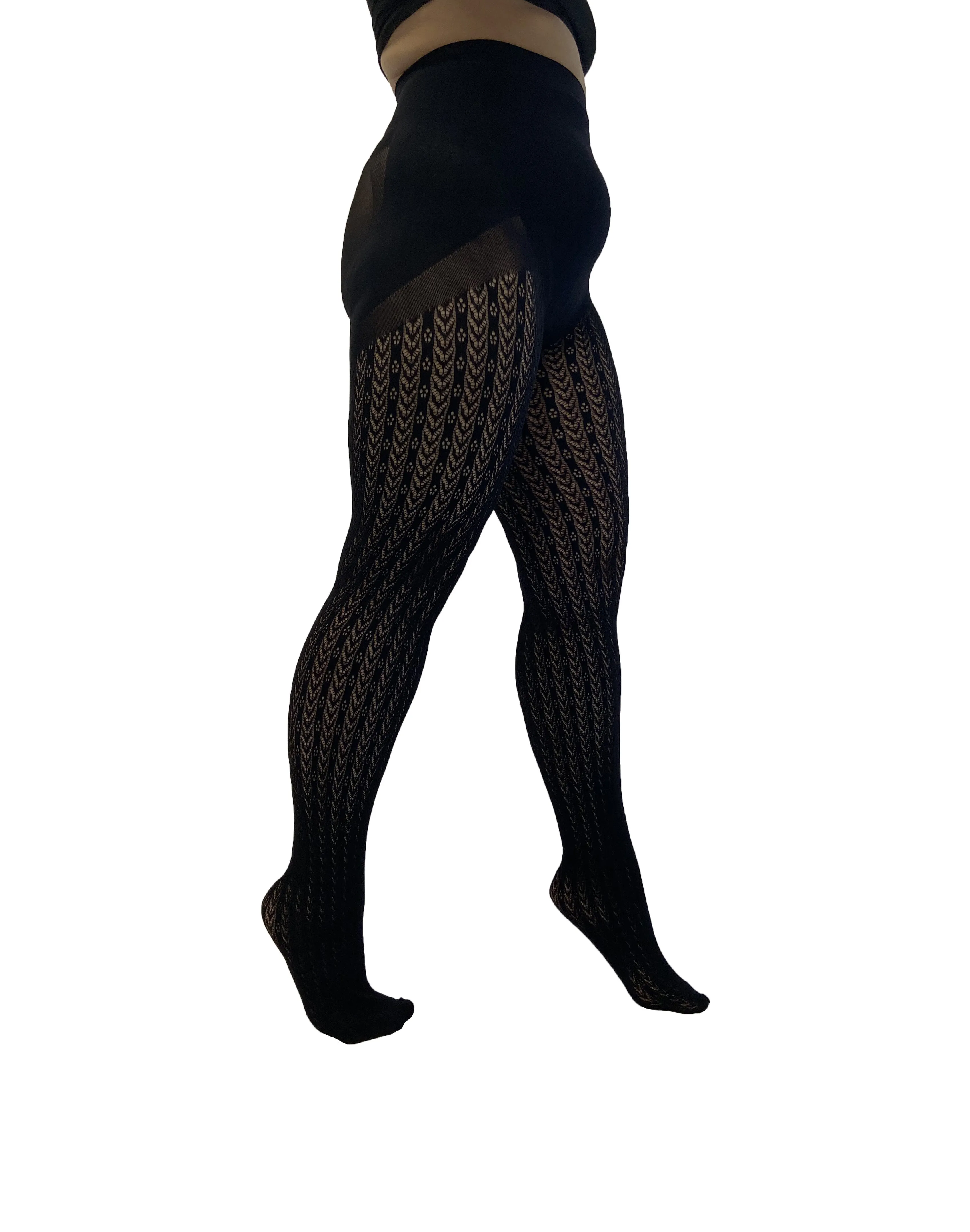 Chevron Patterned Knit Tights