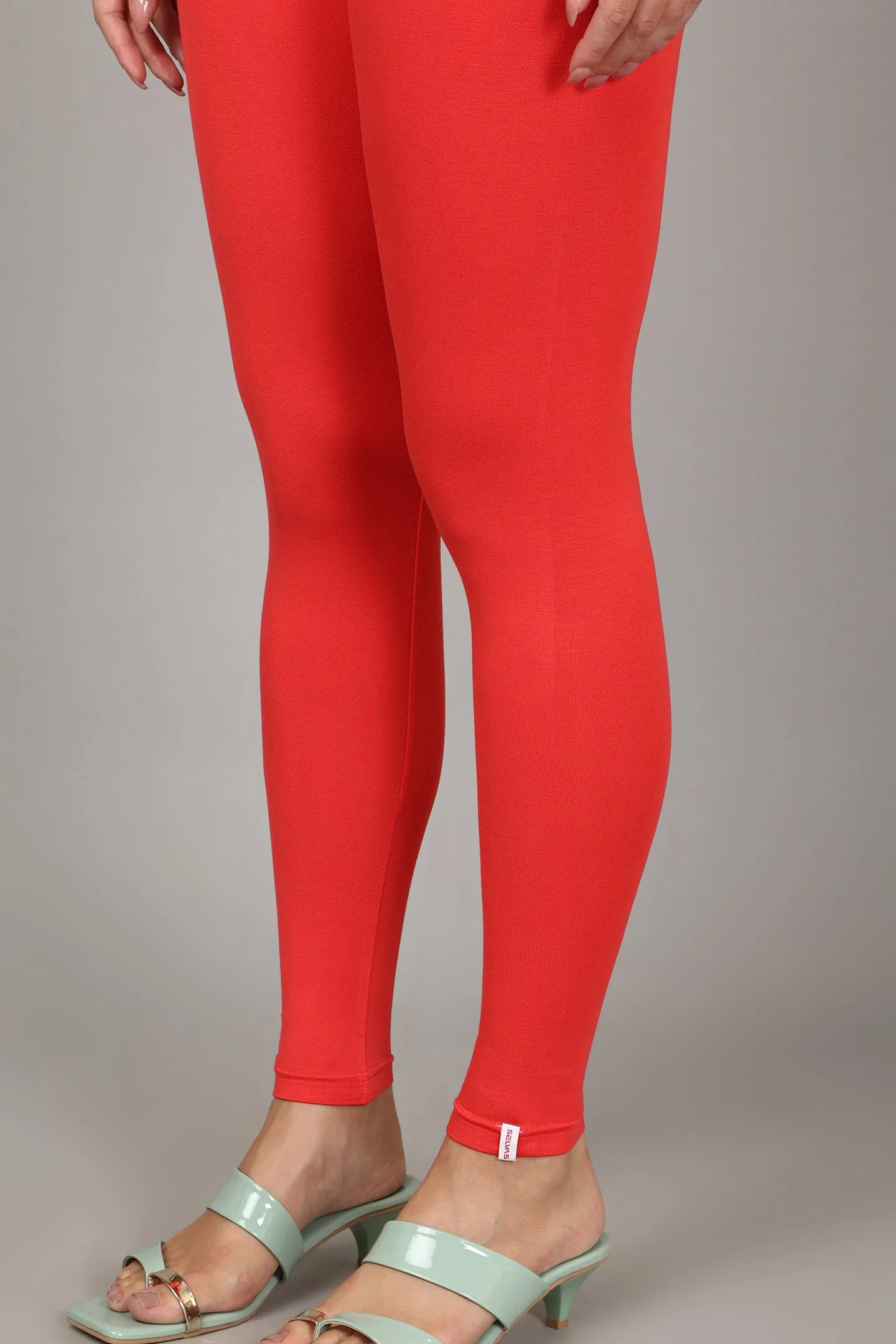 COTTON ANKLE LEGGINGS - CORAL