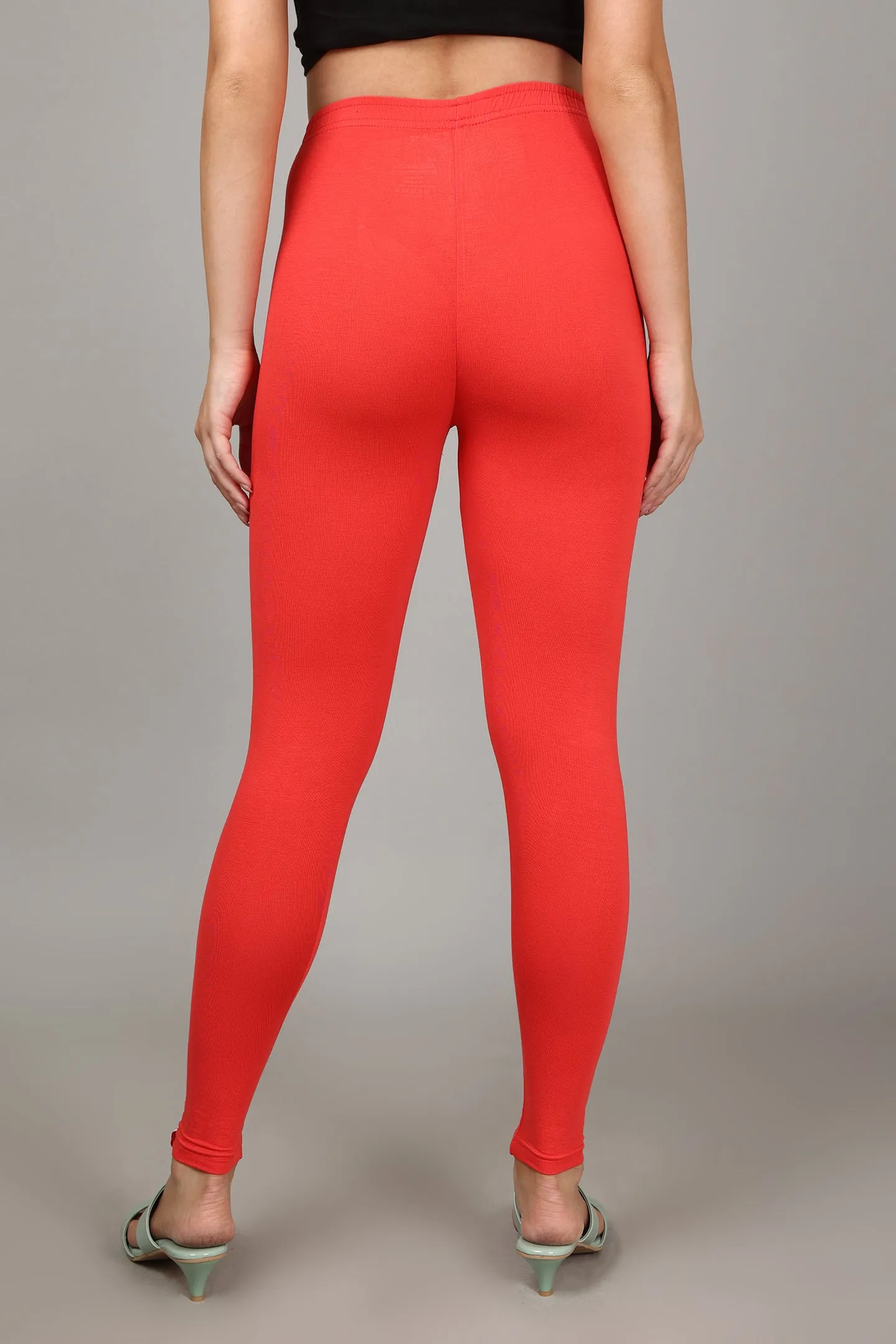 COTTON ANKLE LEGGINGS - CORAL