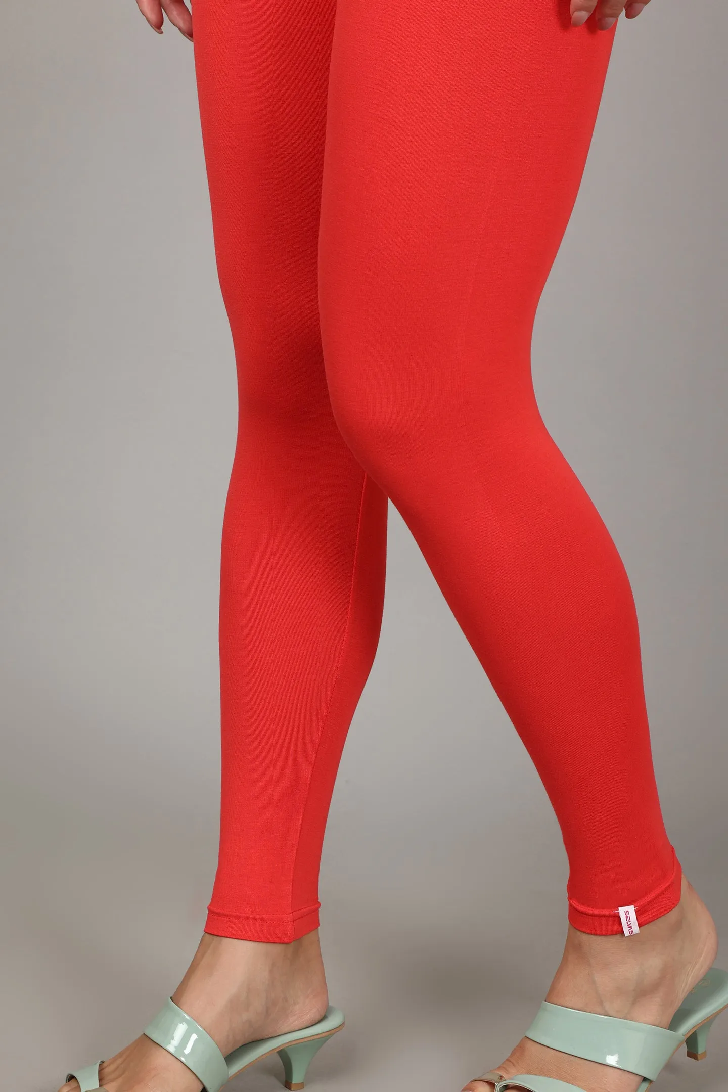 COTTON ANKLE LEGGINGS - CORAL