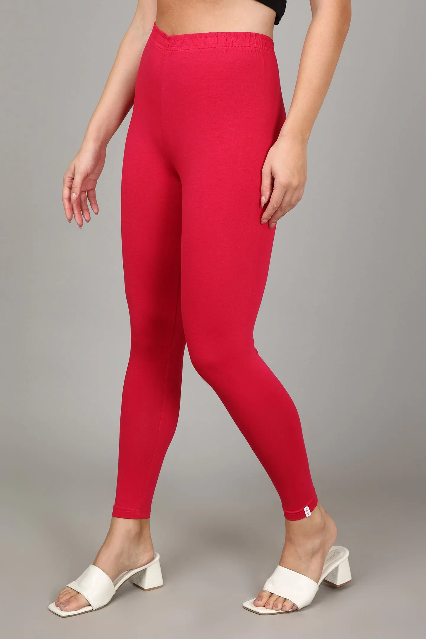 COTTON ANKLE LEGGINGS - FUSHIA