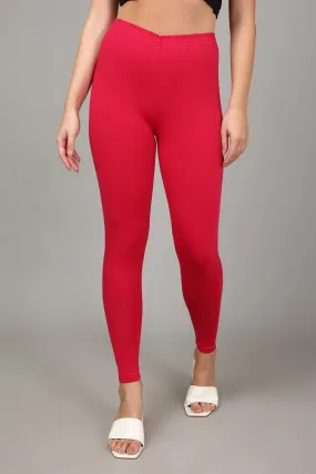 COTTON ANKLE LEGGINGS - FUSHIA