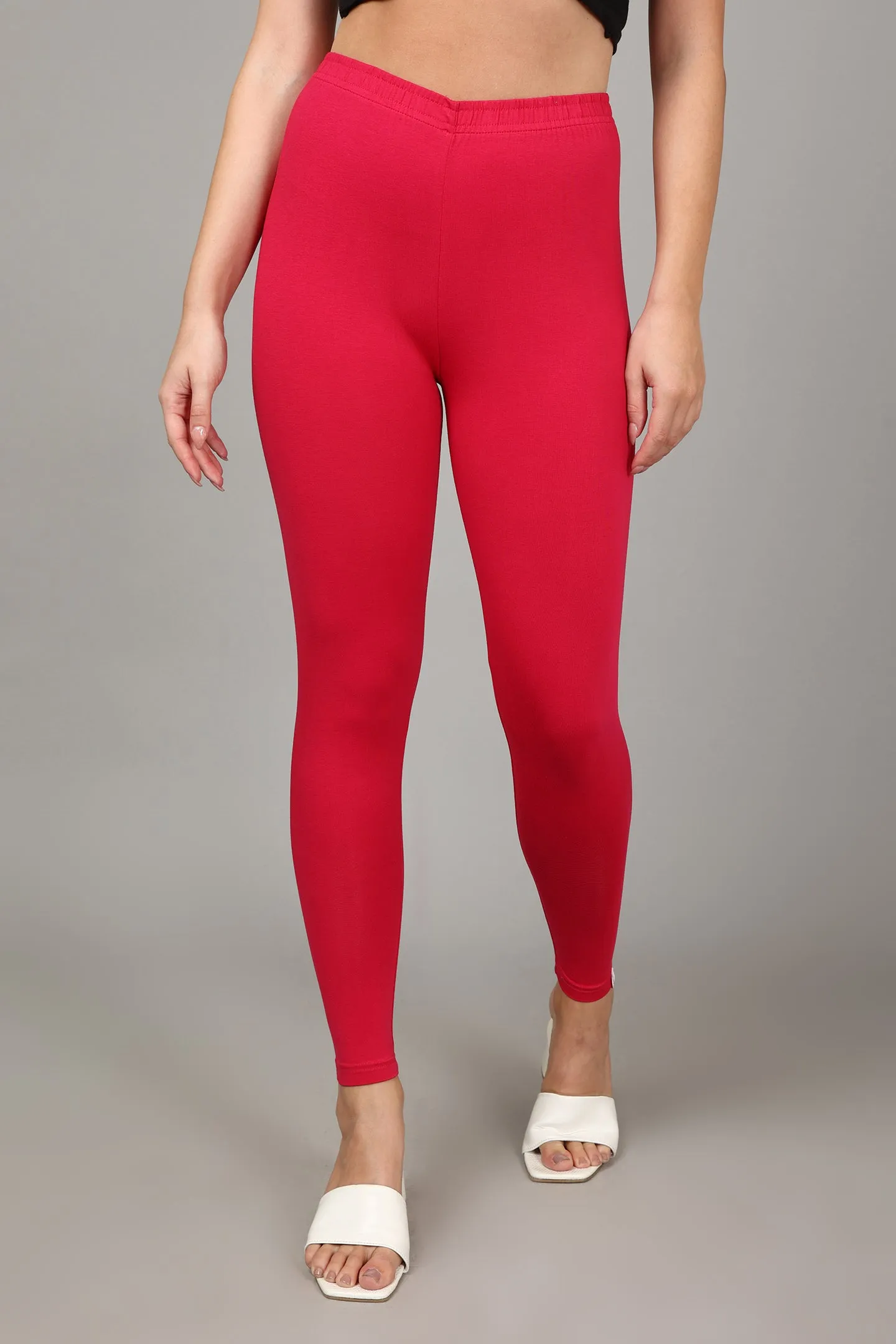 COTTON ANKLE LEGGINGS - FUSHIA