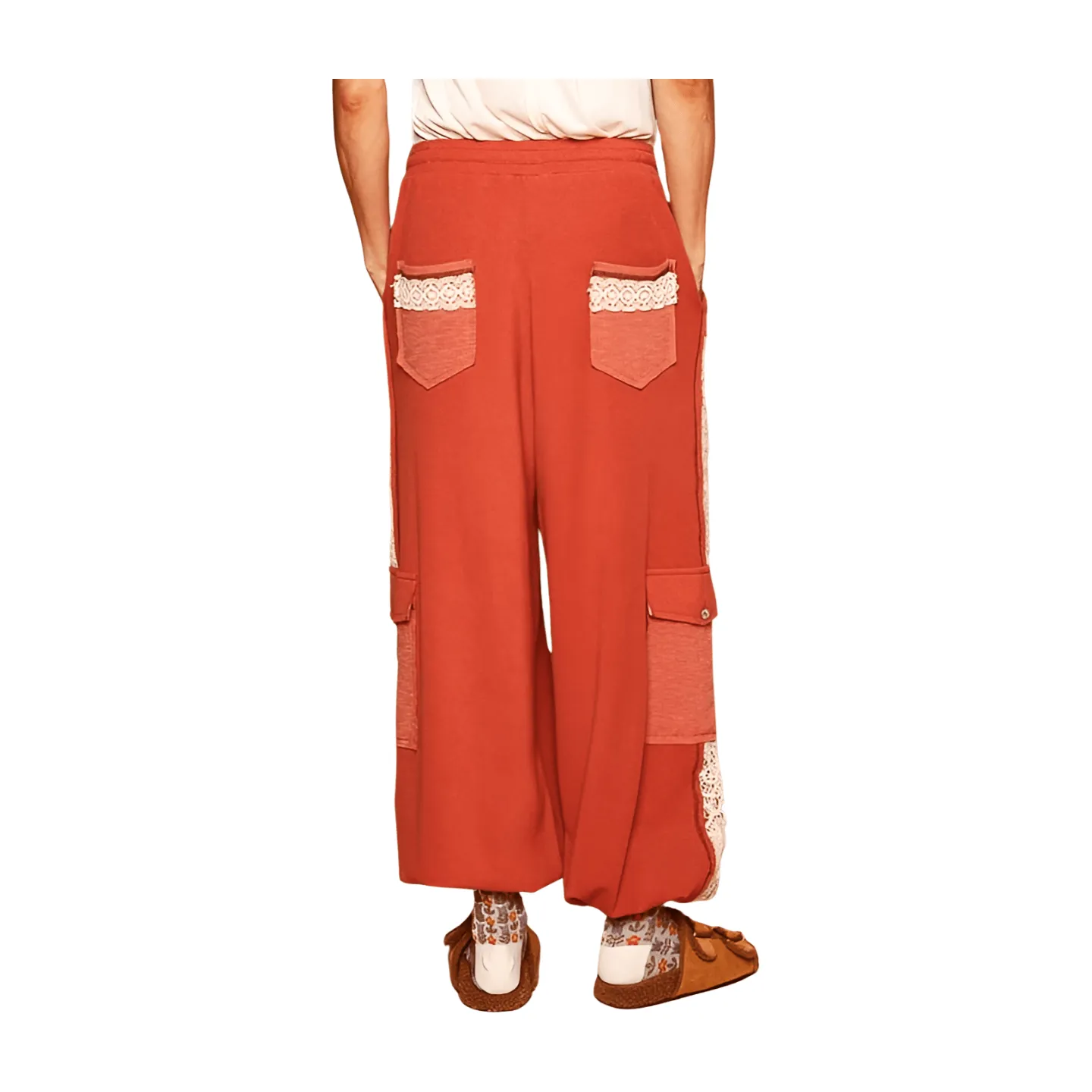 Crochet Mix Solid Pattern Thermal Bottom - Burnt Sienna