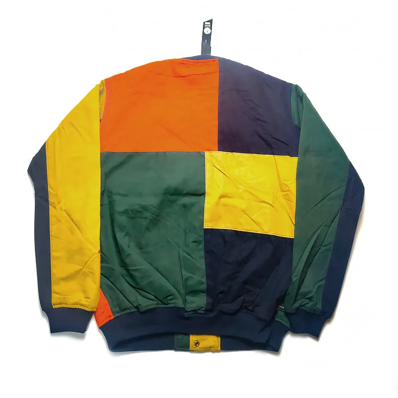 DEMME SUN SHINE RETRO BASEBALL QUILTED VARSITY JACKET IN MULTI COLOR