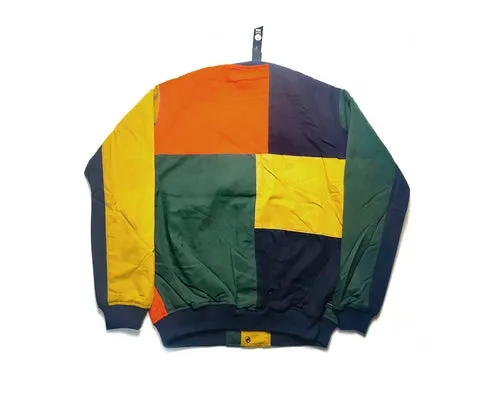 DEMME SUN SHINE RETRO BASEBALL QUILTED VARSITY JACKET IN MULTI COLOR