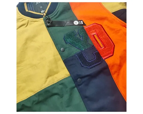 DEMME SUN SHINE RETRO BASEBALL QUILTED VARSITY JACKET IN MULTI COLOR