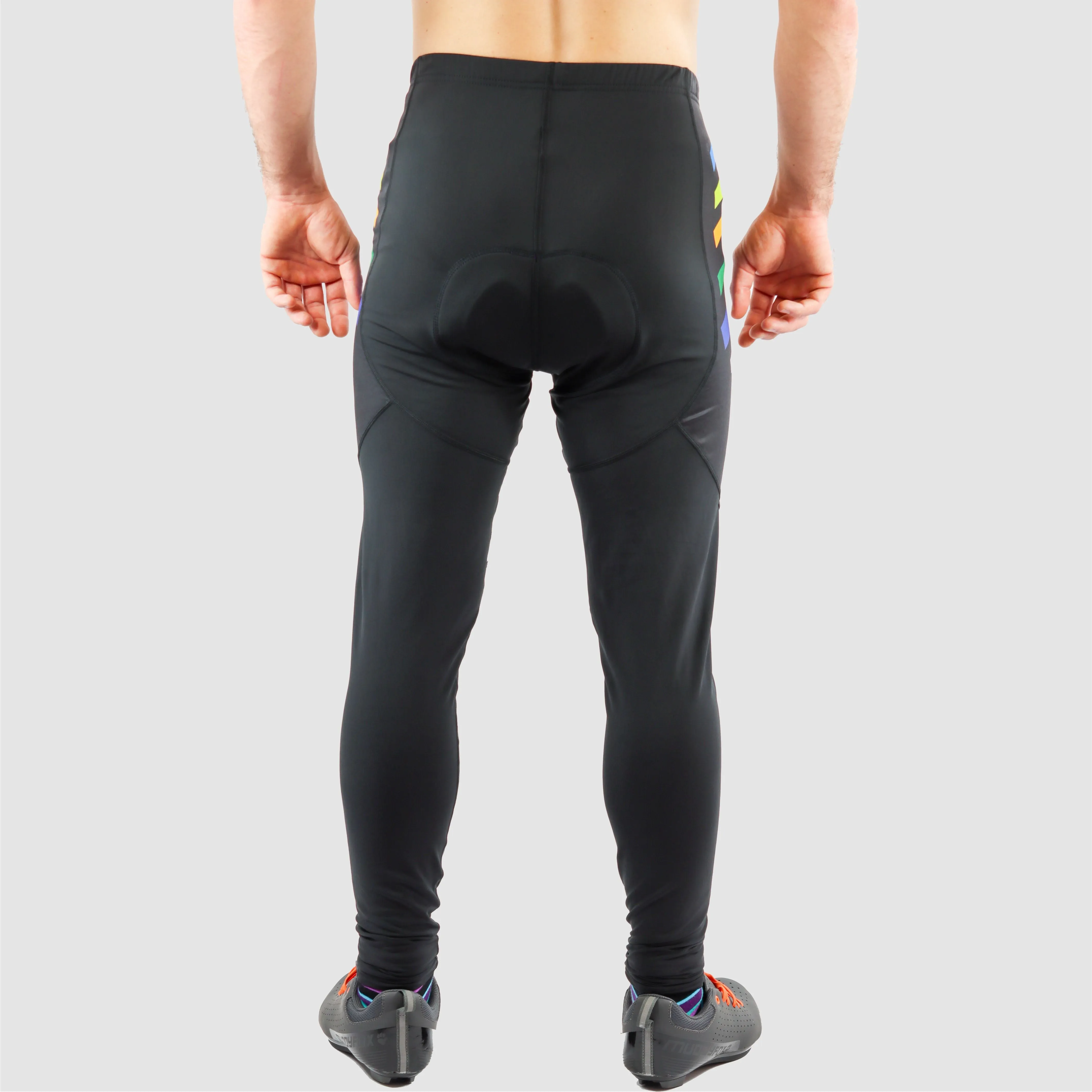 DiDoo Men's Pro Cycling Pants with padding Black and Multi Colour Strips