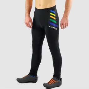 DiDoo Men's Pro Cycling Pants with padding Black and Multi Colour Strips