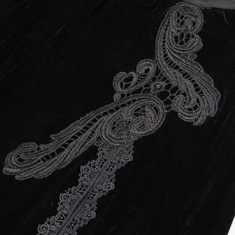 'Disorient' Gothic Flared Pants With Mesh Panels
