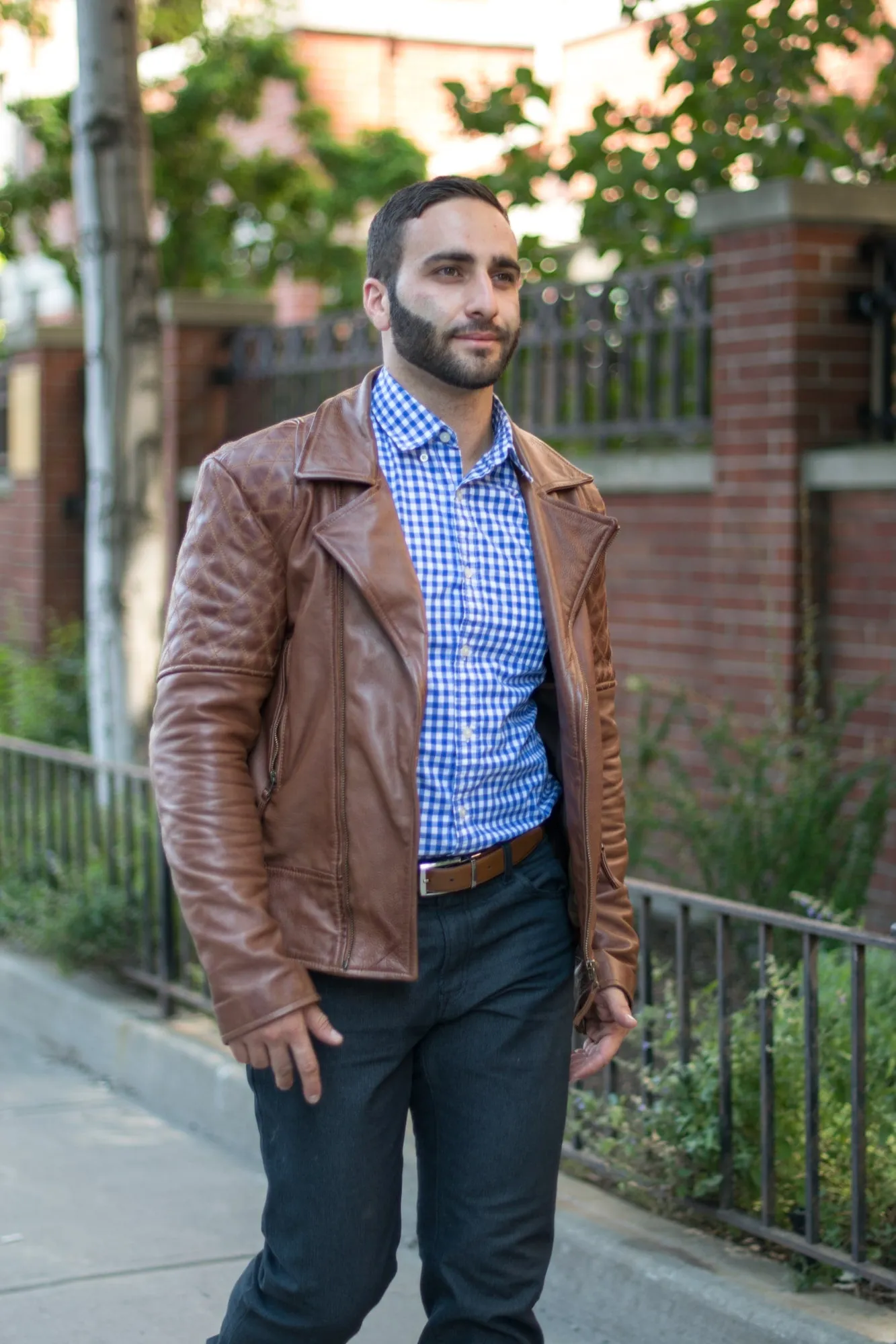 Distressed sandwash biker leather jacket
