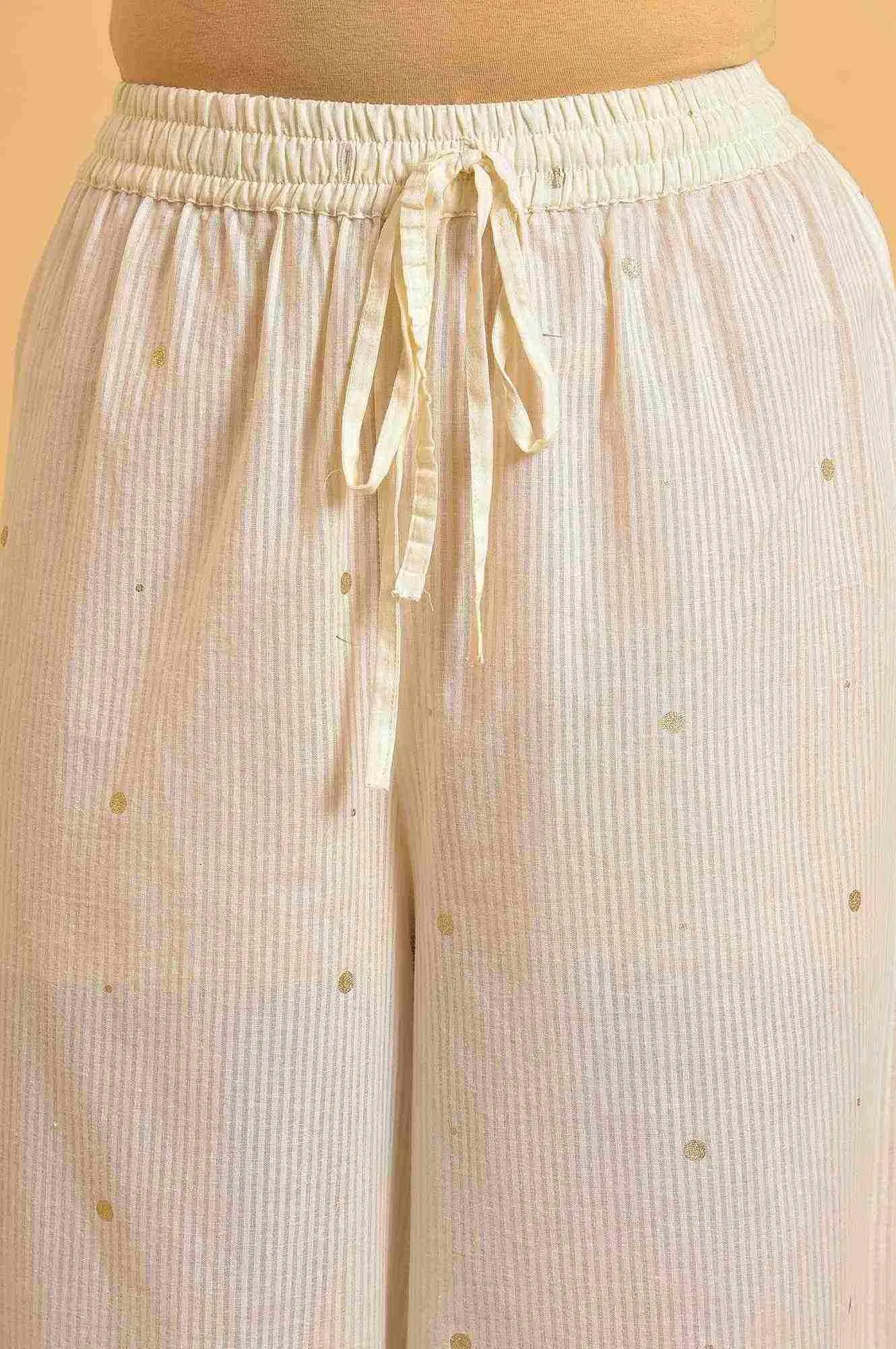 Ecru Gold Polka Dot Print kurta Co-Ord Set