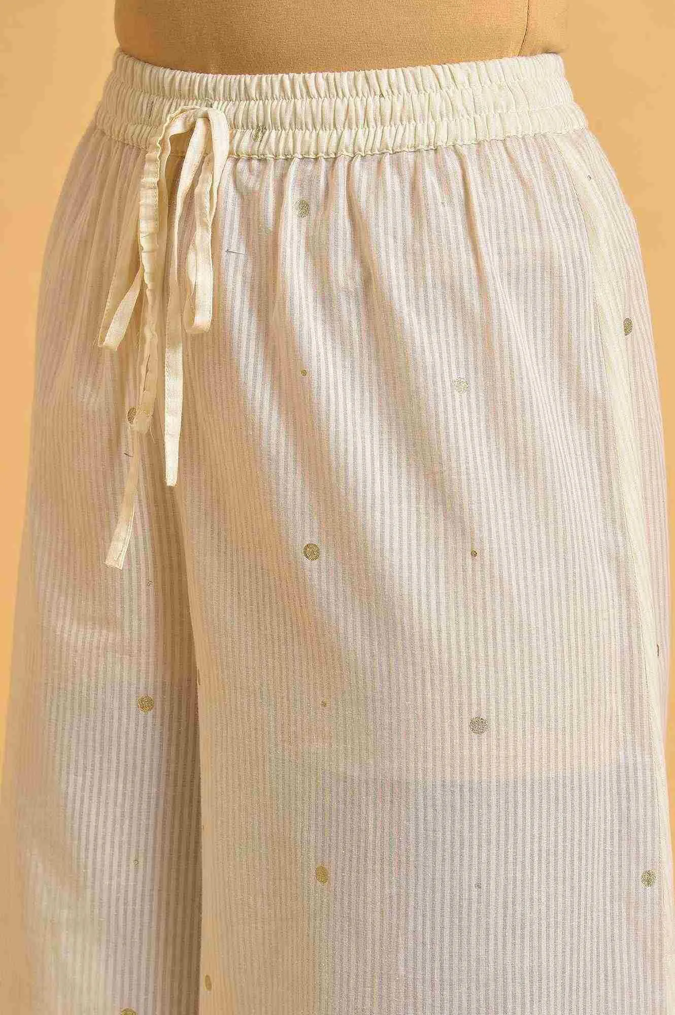 Ecru Gold Polka Dot Print kurta Co-Ord Set