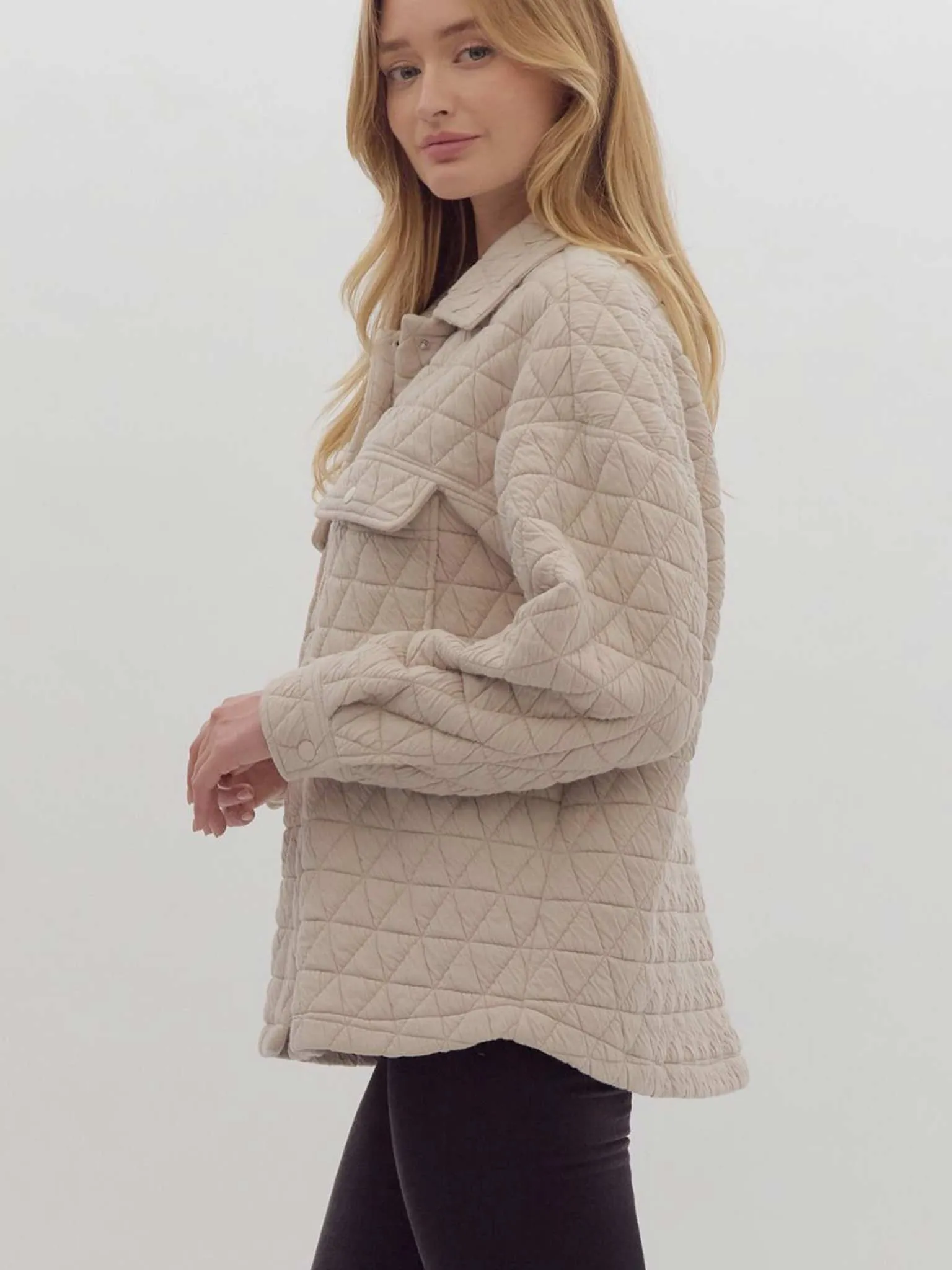 Ecru Quilted Shacket