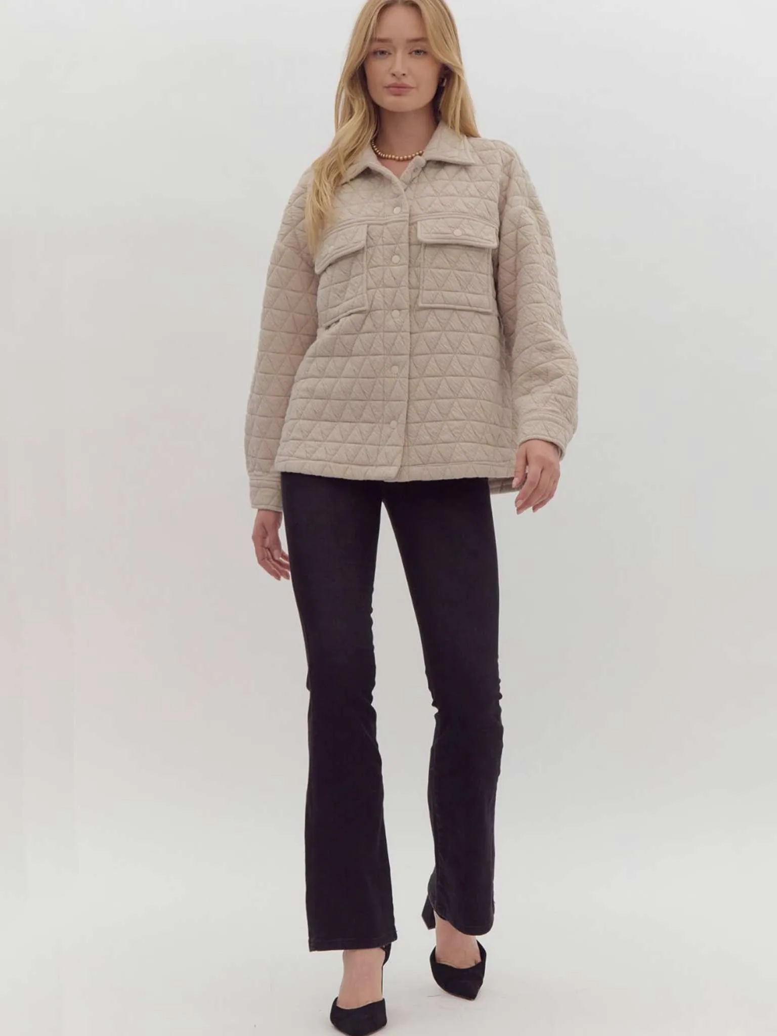 Ecru Quilted Shacket