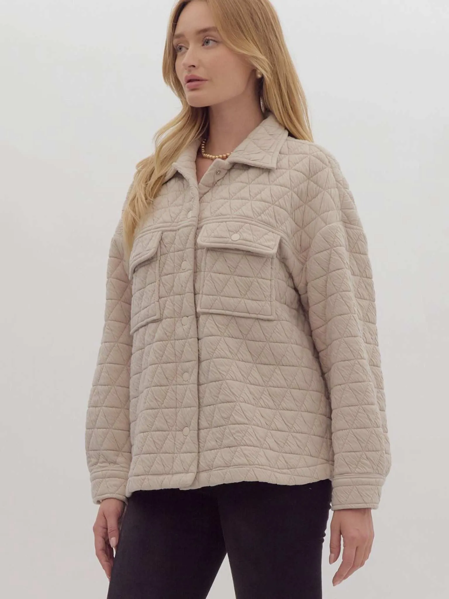 Ecru Quilted Shacket