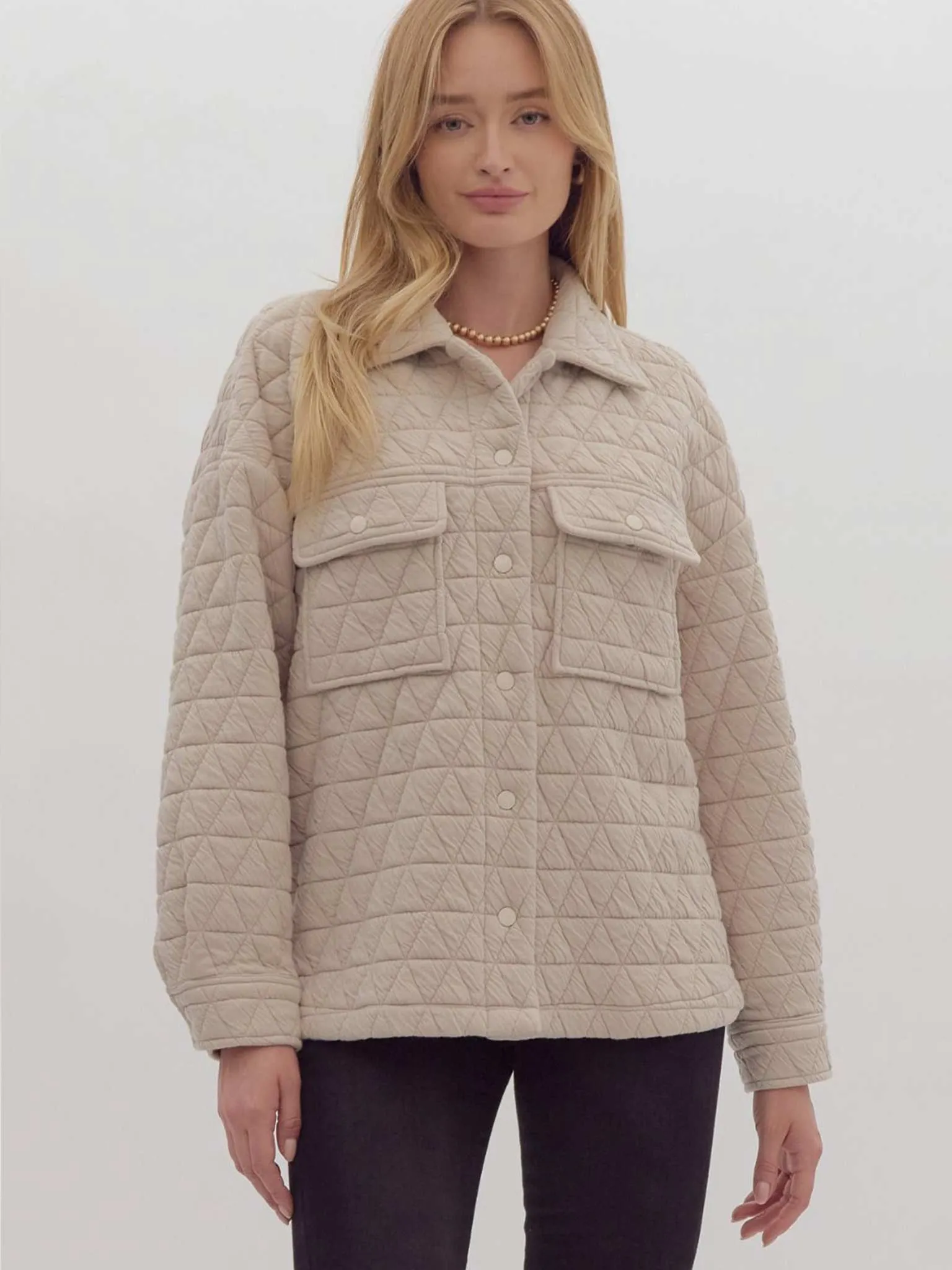 Ecru Quilted Shacket