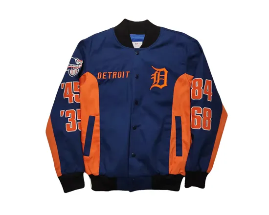 FEMME DETROIT HIP HOP RETRO BASEBALL QUILTED VARSITY JACKET