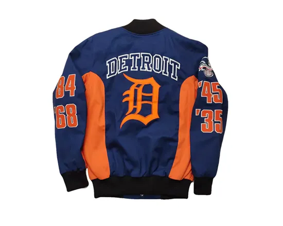 FEMME DETROIT HIP HOP RETRO BASEBALL QUILTED VARSITY JACKET