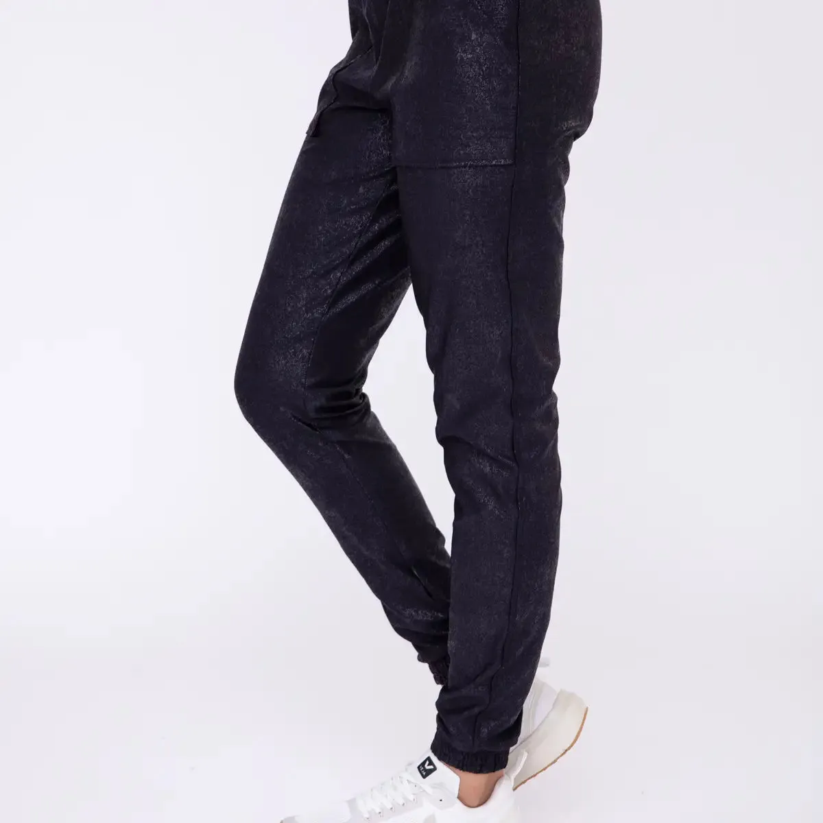 Foil Printed High-Waisted Joggers