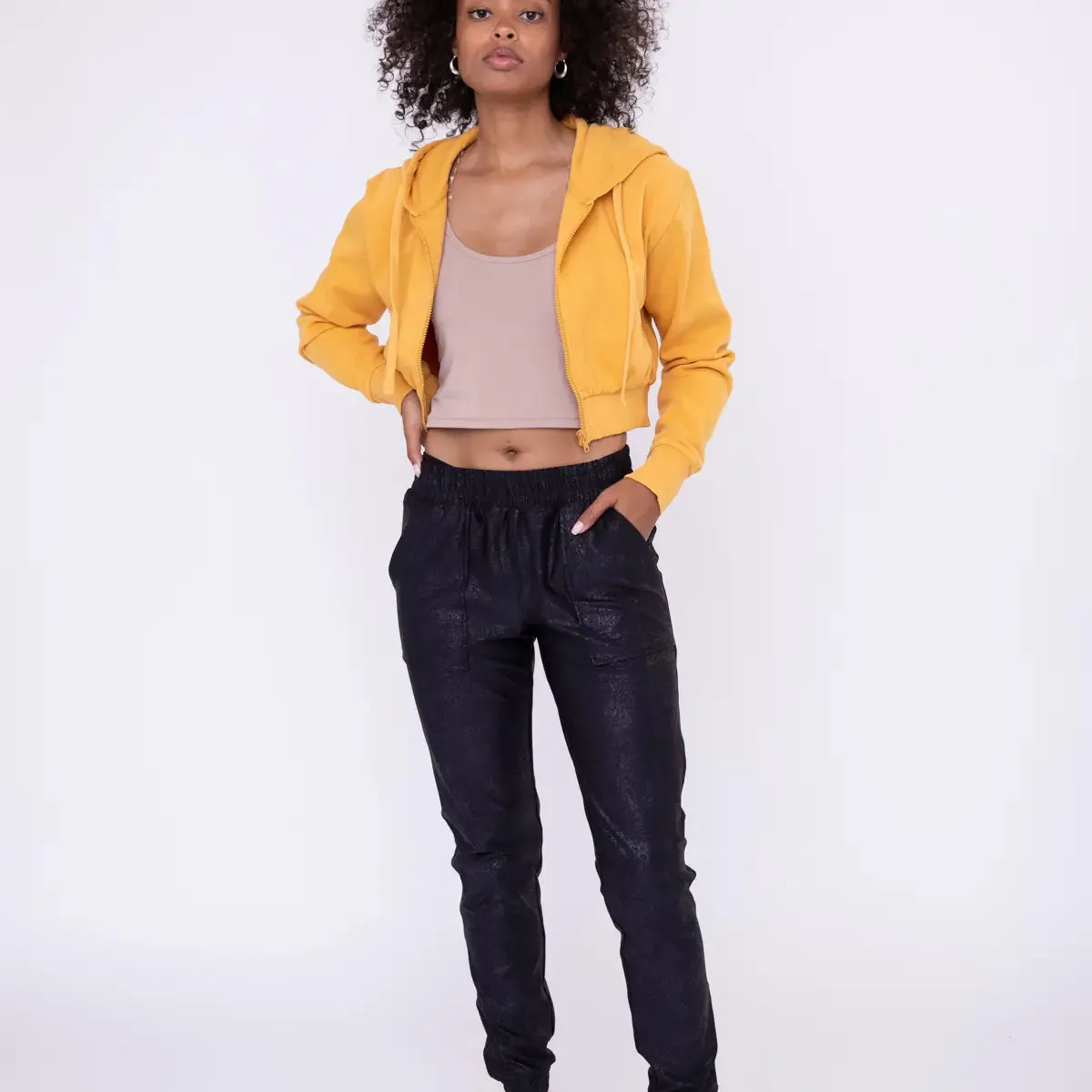 Foil Printed High-Waisted Joggers