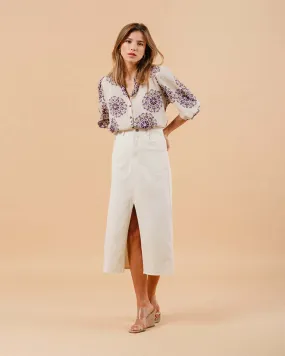 Grace & Mila - Maureen Ecru Denim Skirt