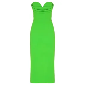 Green Mid Calf Bodycon Bandage dress
