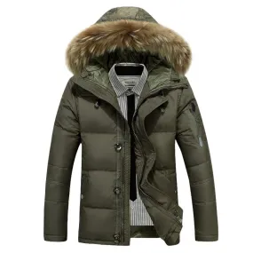 Grijsmo - Parka Winterjas Heren – Gevoerd met Afneembare Capuchon en Bontkraag