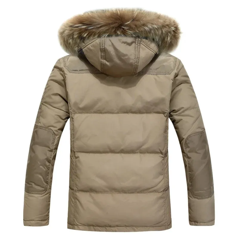Grijsmo - Parka Winterjas Heren – Gevoerd met Afneembare Capuchon en Bontkraag