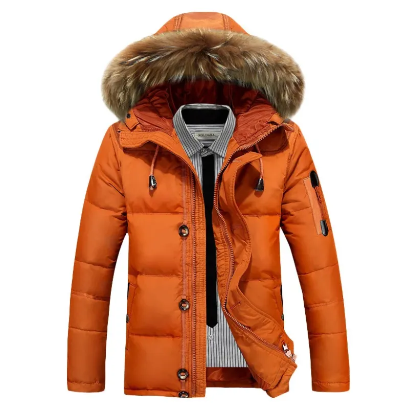 Grijsmo - Parka Winterjas Heren – Gevoerd met Afneembare Capuchon en Bontkraag