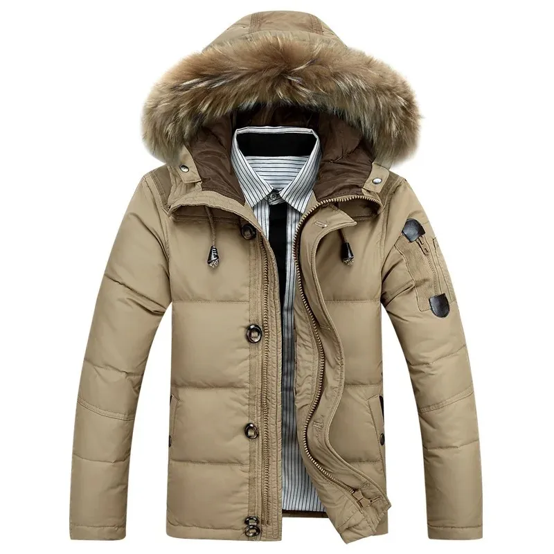 Grijsmo - Parka Winterjas Heren – Gevoerd met Afneembare Capuchon en Bontkraag