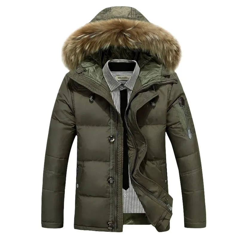 Grijsmo - Parka Winterjas Heren – Gevoerd met Afneembare Capuchon en Bontkraag