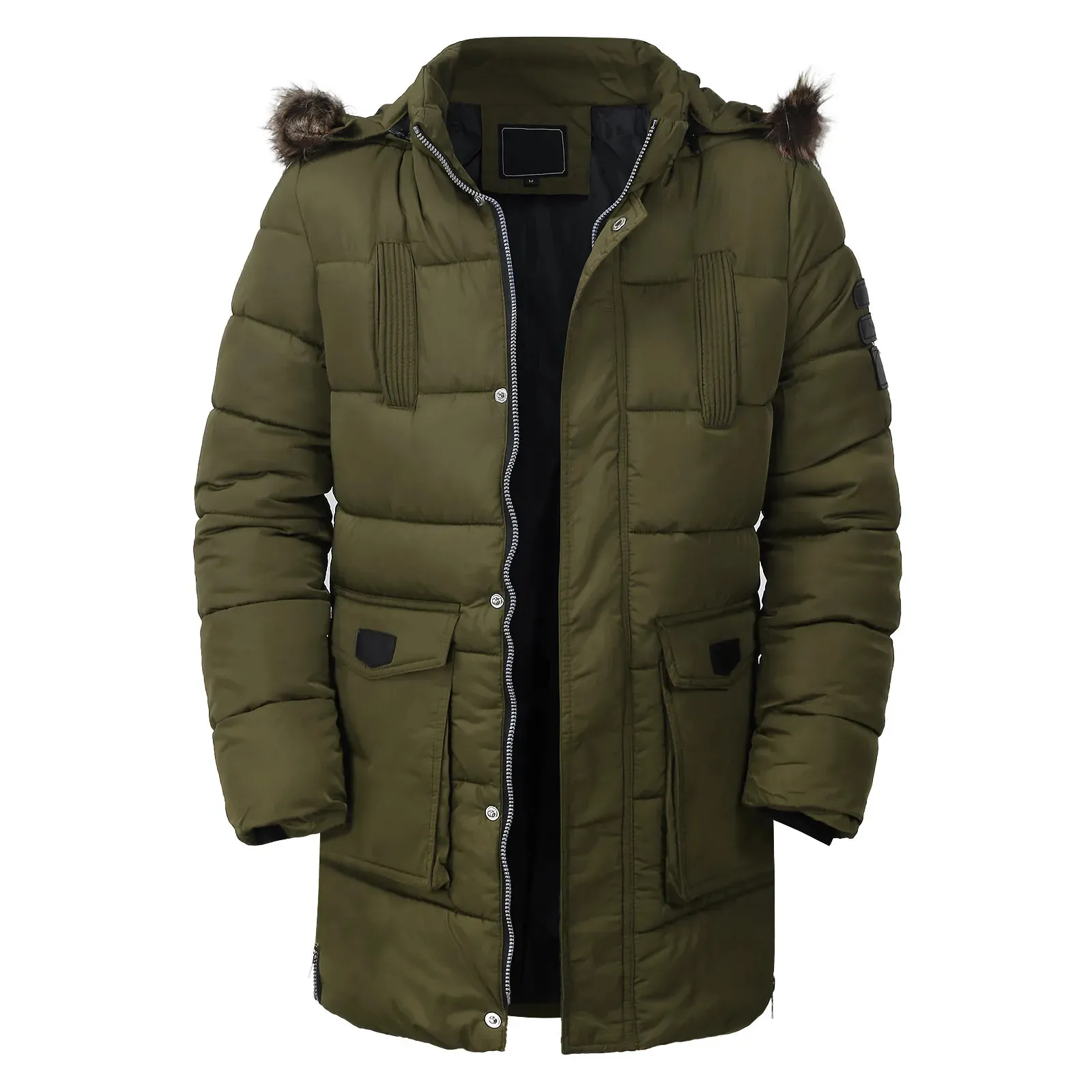 Grijsop - Parka Winterjas Heren – Lang Model met Verstelbare Capuchon en Bontkraag