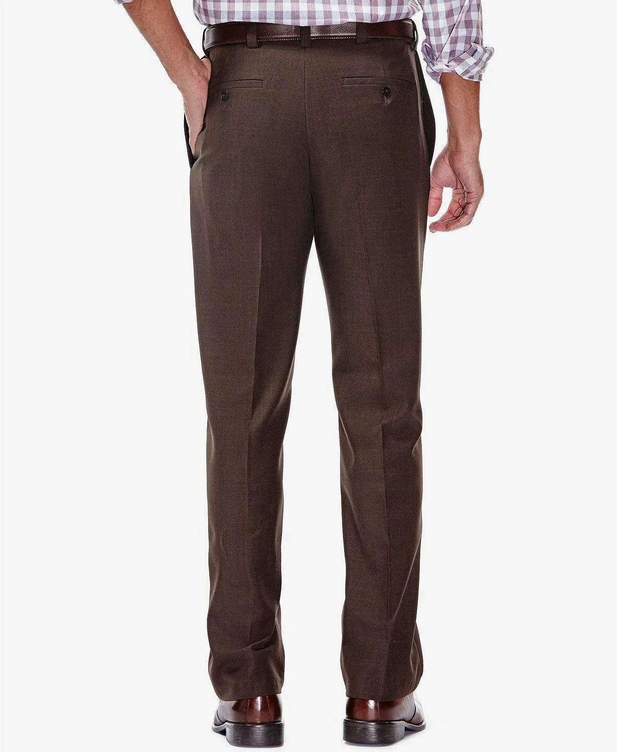 Haggar Mens Classic fit Dress Pants 42 / 29 Chocolate Brown Solid