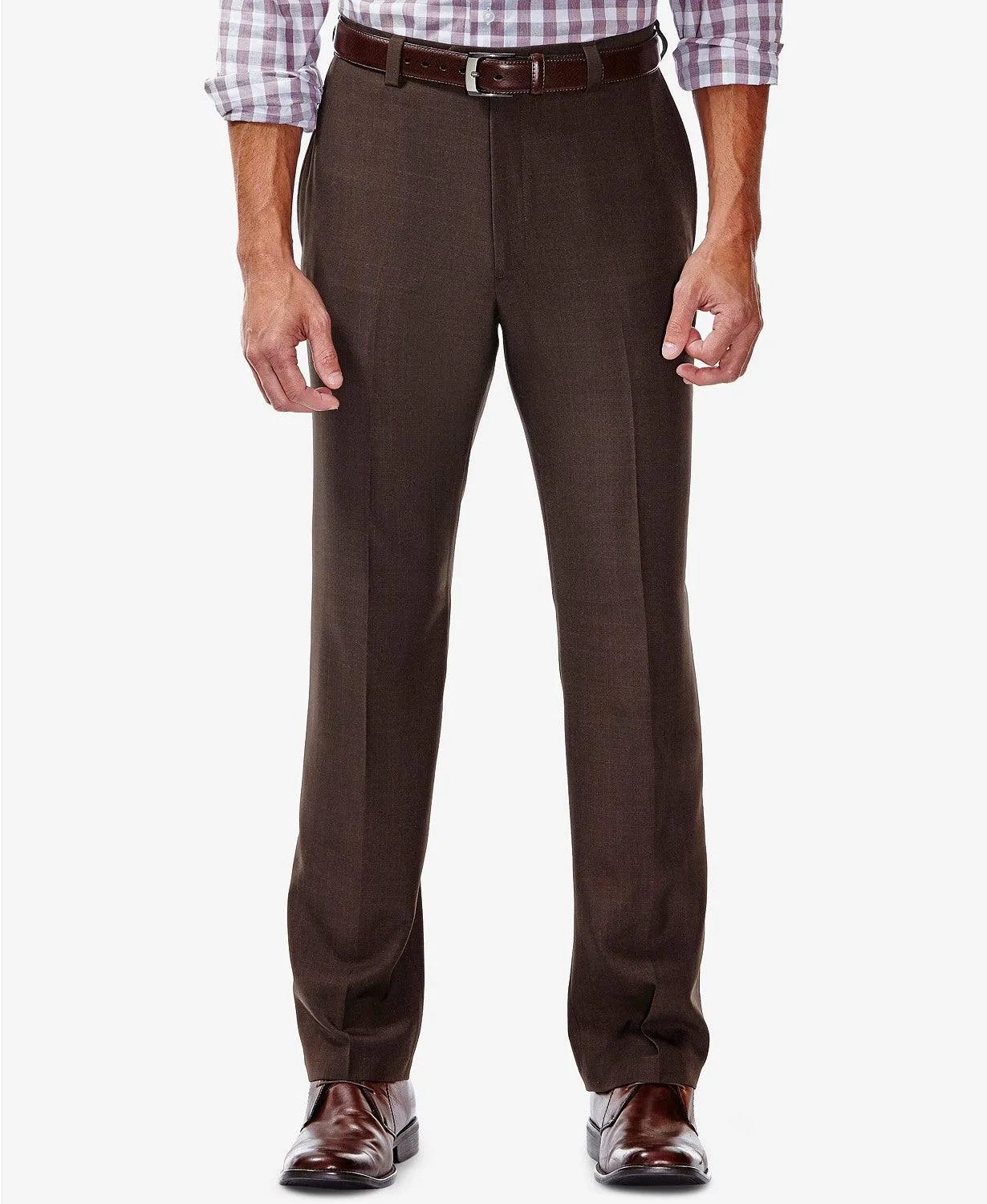 Haggar Mens Classic fit Dress Pants 42 / 29 Chocolate Brown Solid