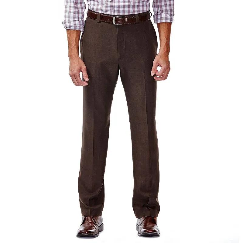 Haggar Mens Classic fit Dress Pants 42 / 29 Chocolate Brown Solid