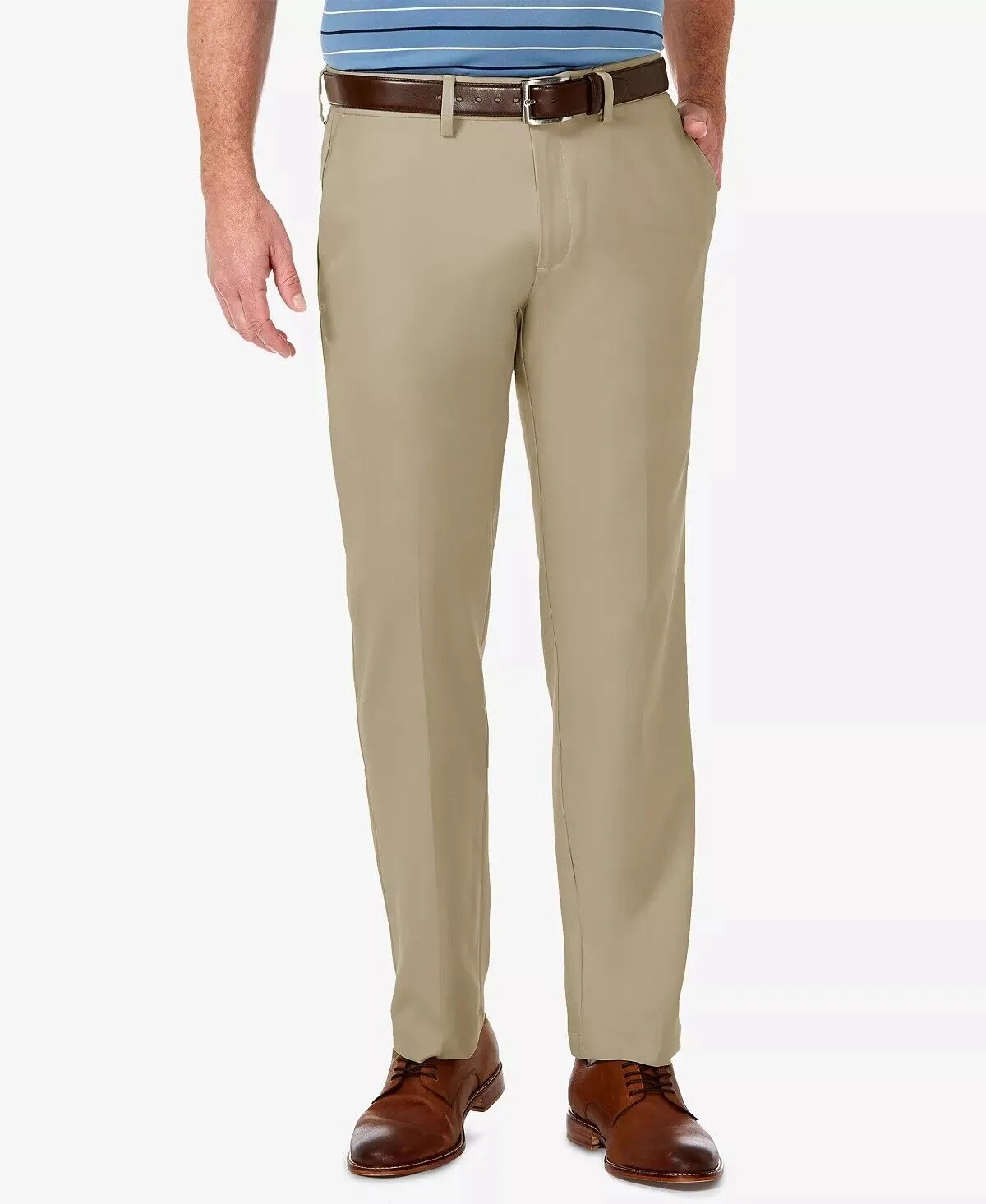 HAGGAR Men's Cool 18 PRO Stretch Straight Fit Dress Pants Toast 33 x 30