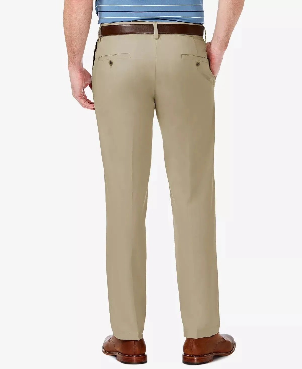 HAGGAR Men's Cool 18 PRO Stretch Straight Fit Dress Pants Toast 33 x 30