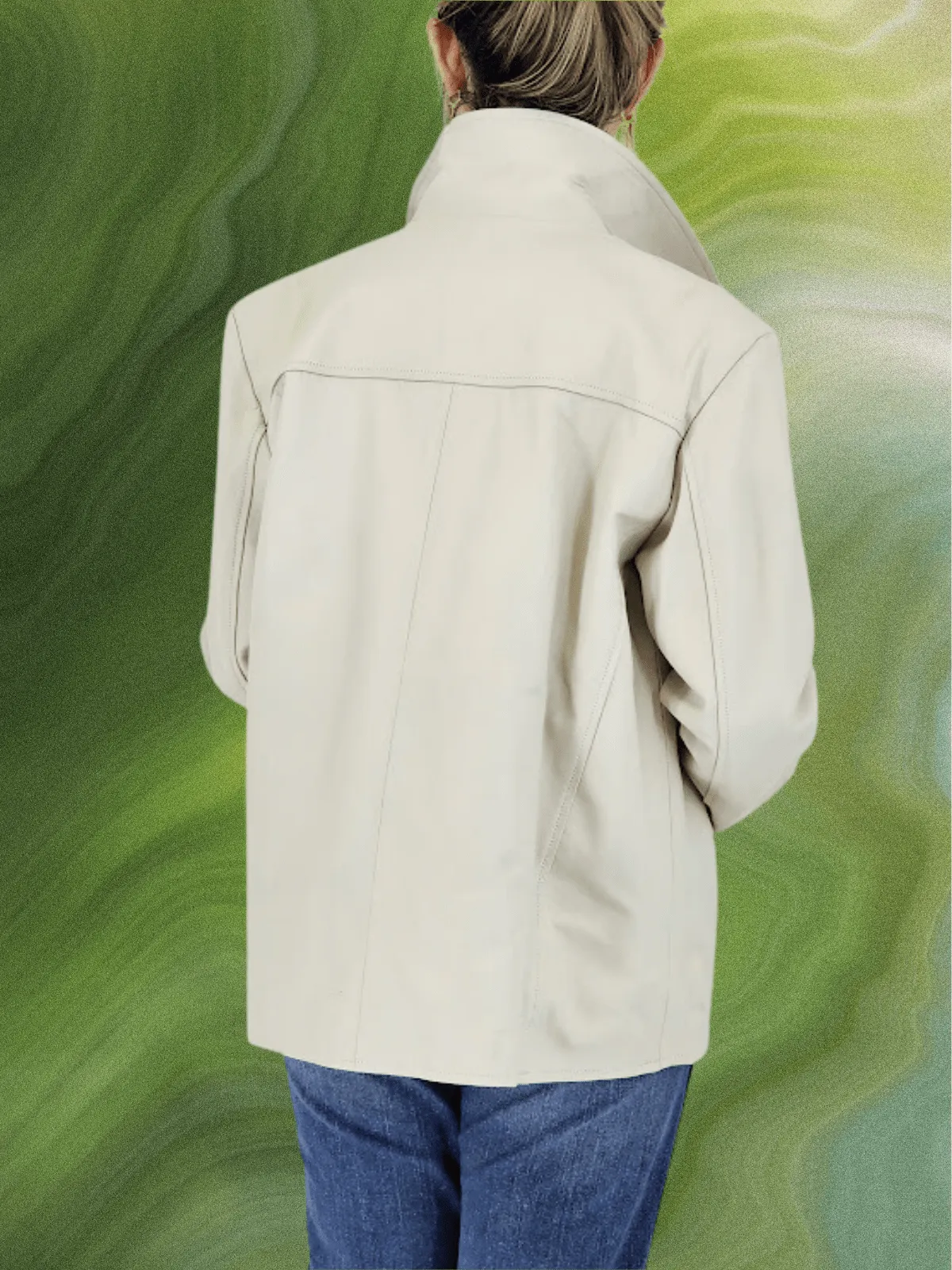 Handcrafted Oversized Women's Sheepskin Leather Jacket – Stylish & Versatile Bone