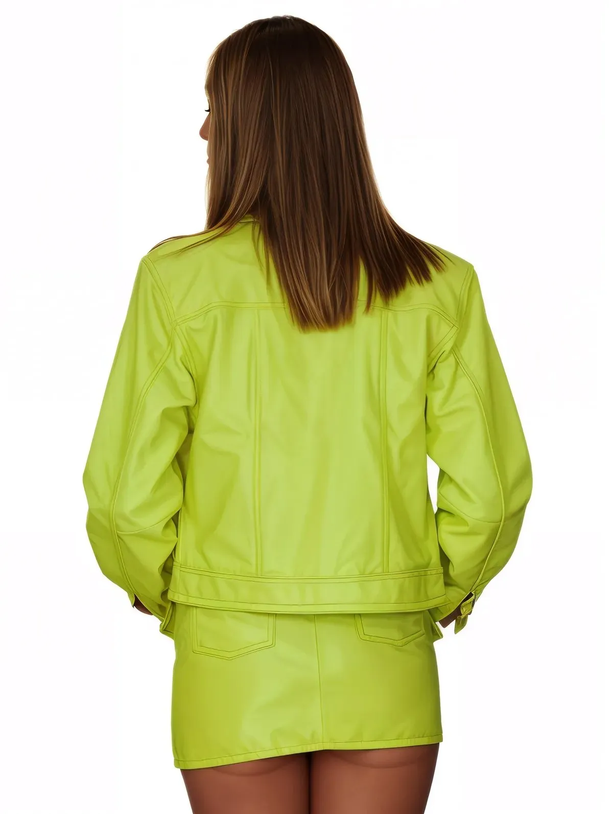 Handcrafted Women's Sheepskin Leather Biker Jacket – Premium Biker Style Lime Green
